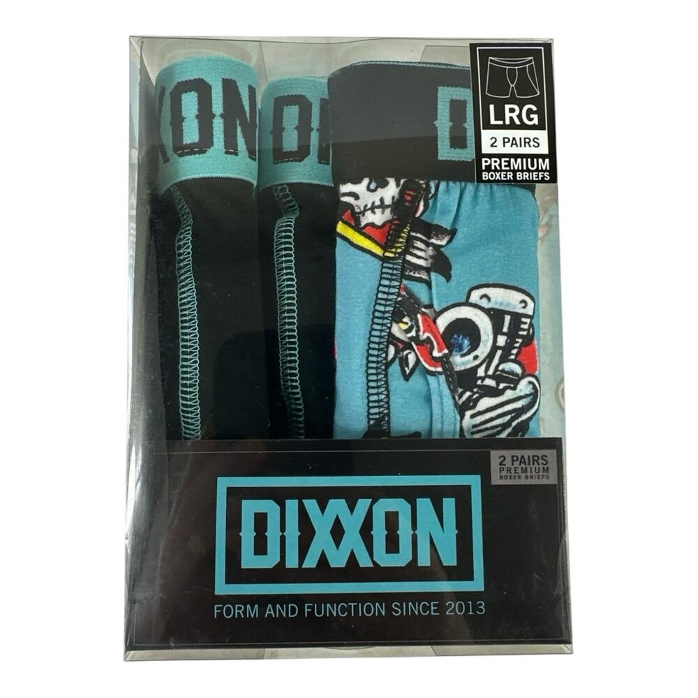 Dixxon Flannel Company Men’s LARGE Premium Boxer Briefs Black/Blue Logo 2 Pairs